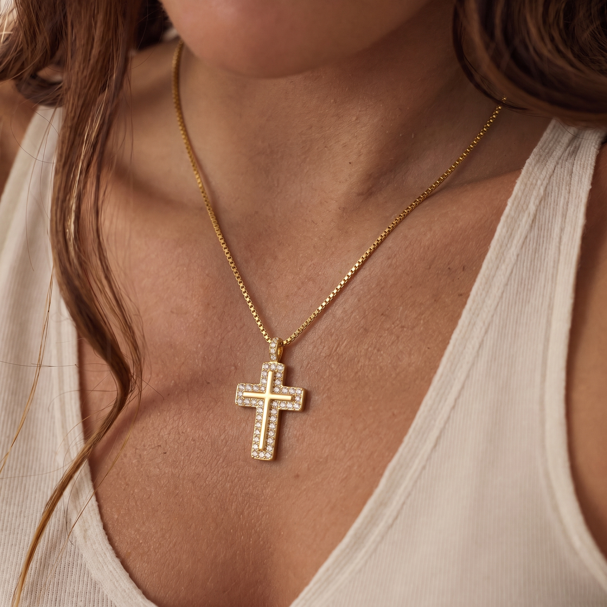 Pave Cross Necklace