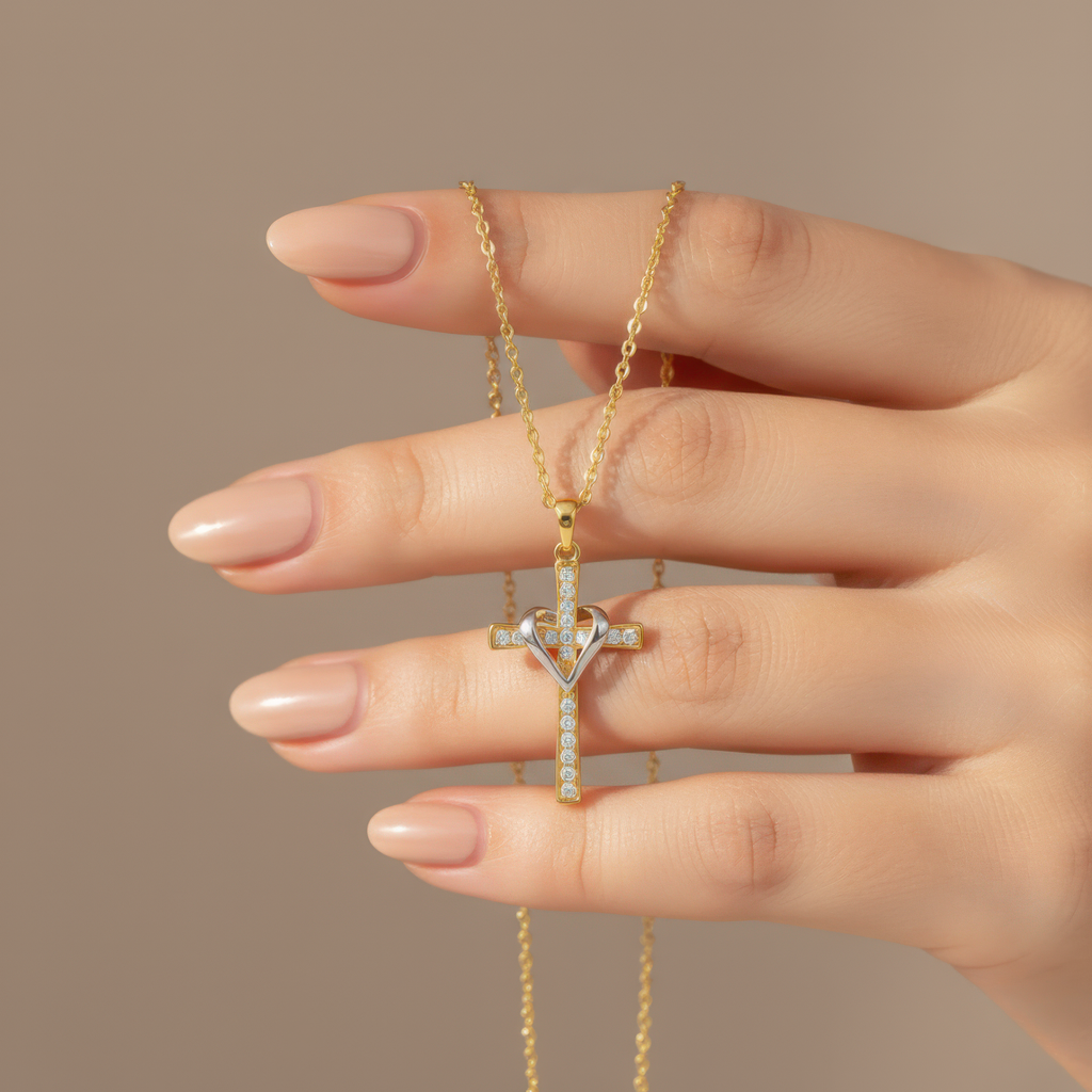 Two Tone Cross Necklace