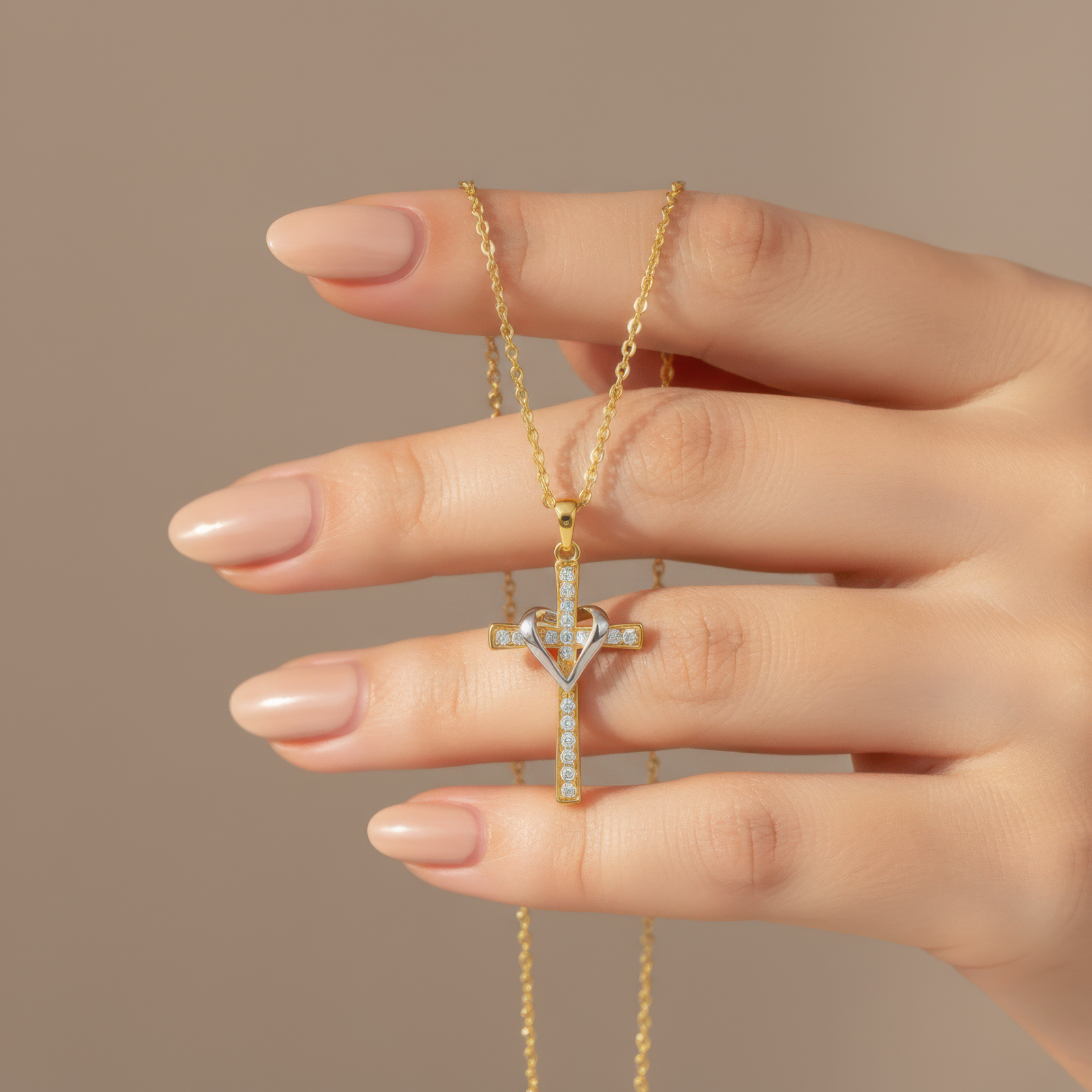 Two Tone Cross Necklace