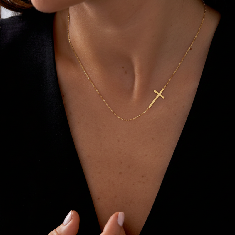Inline Cross Necklace