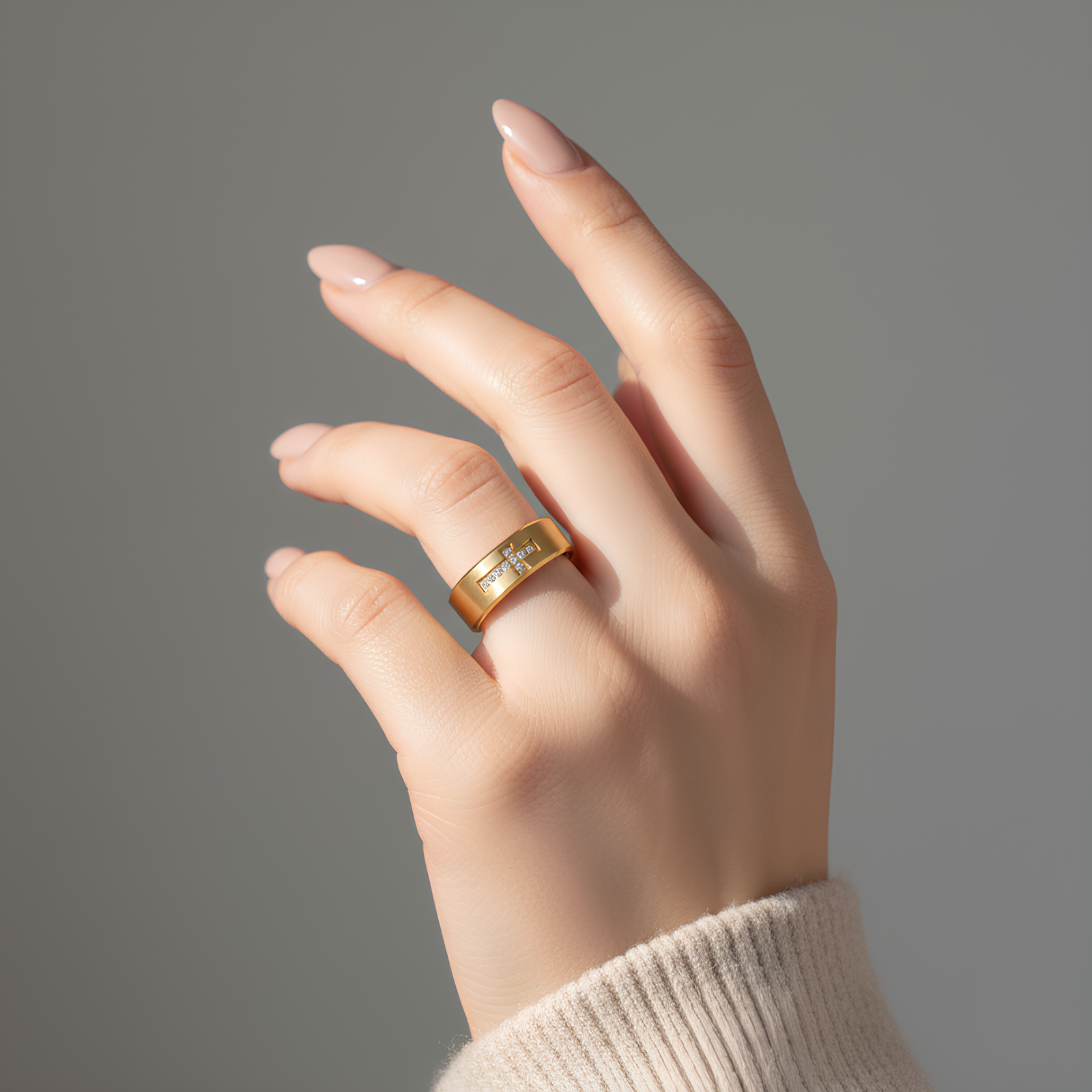 Engraved Cross Ring