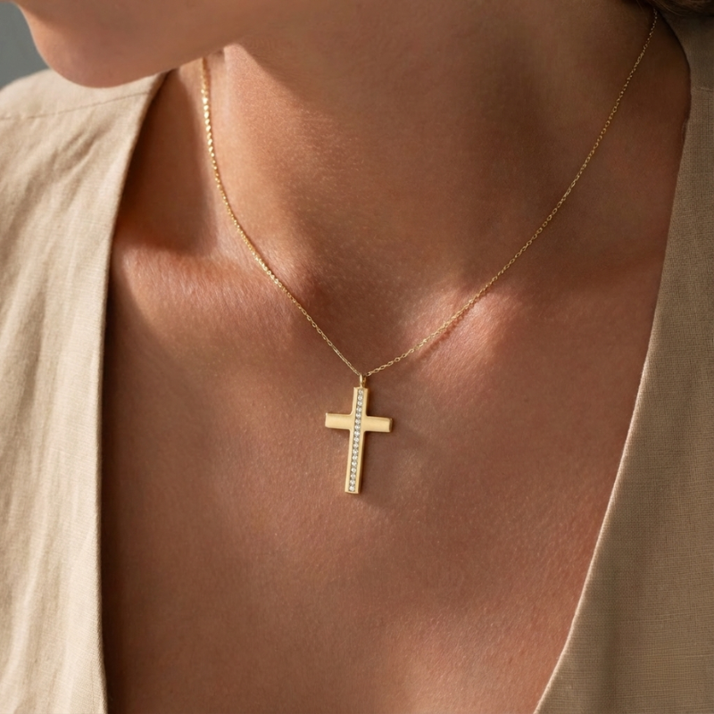 Pavé Cross Necklace