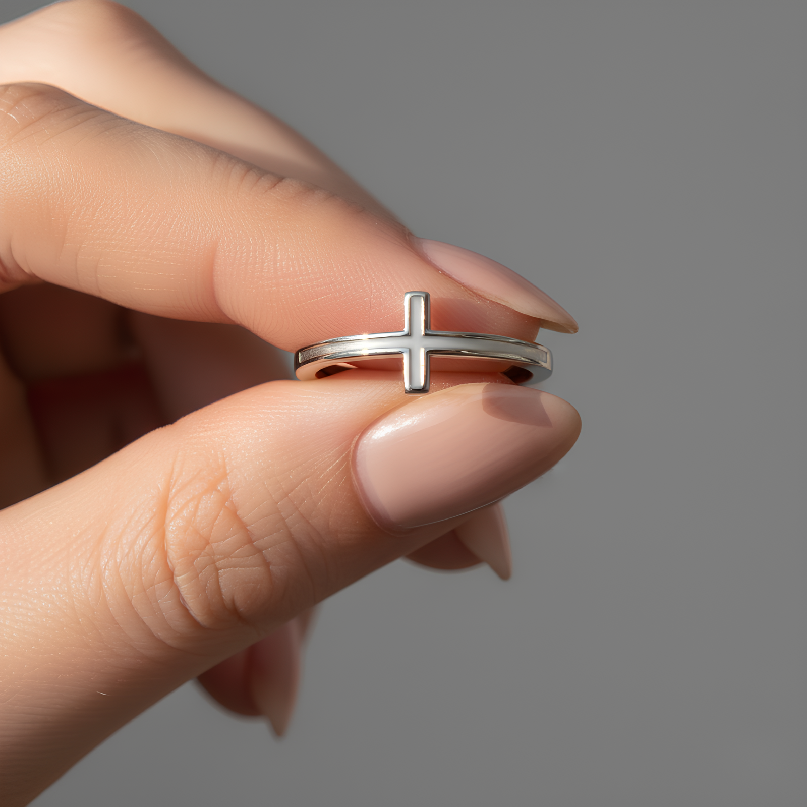 White Enamel Cross Ring