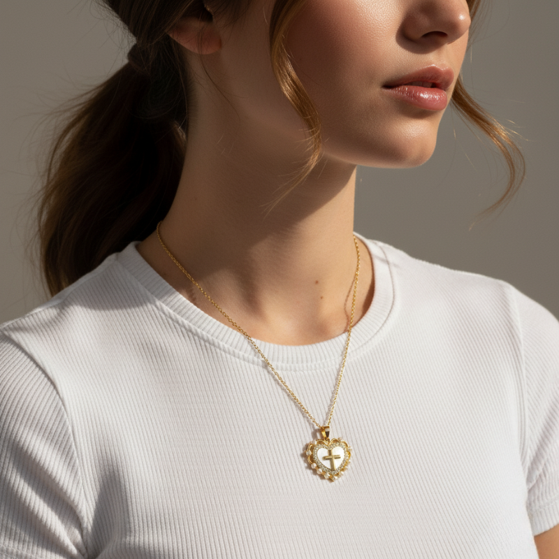 Heart Cross Necklace