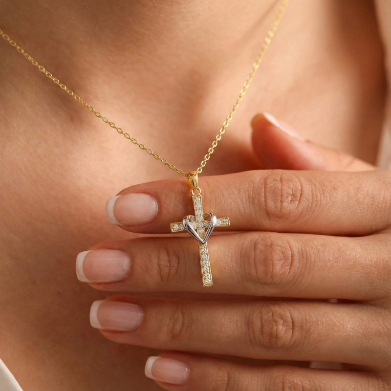 Two Tone Cross Necklace