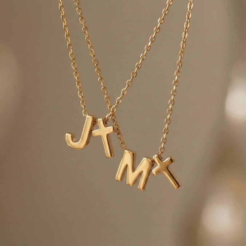 Initial Cross Necklace