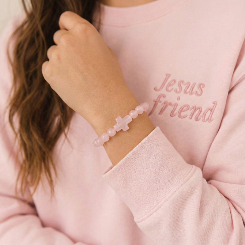 Pink Cross Bracelet