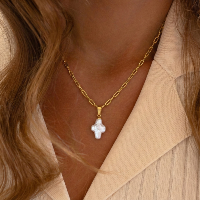 Pearl Cross Necklace