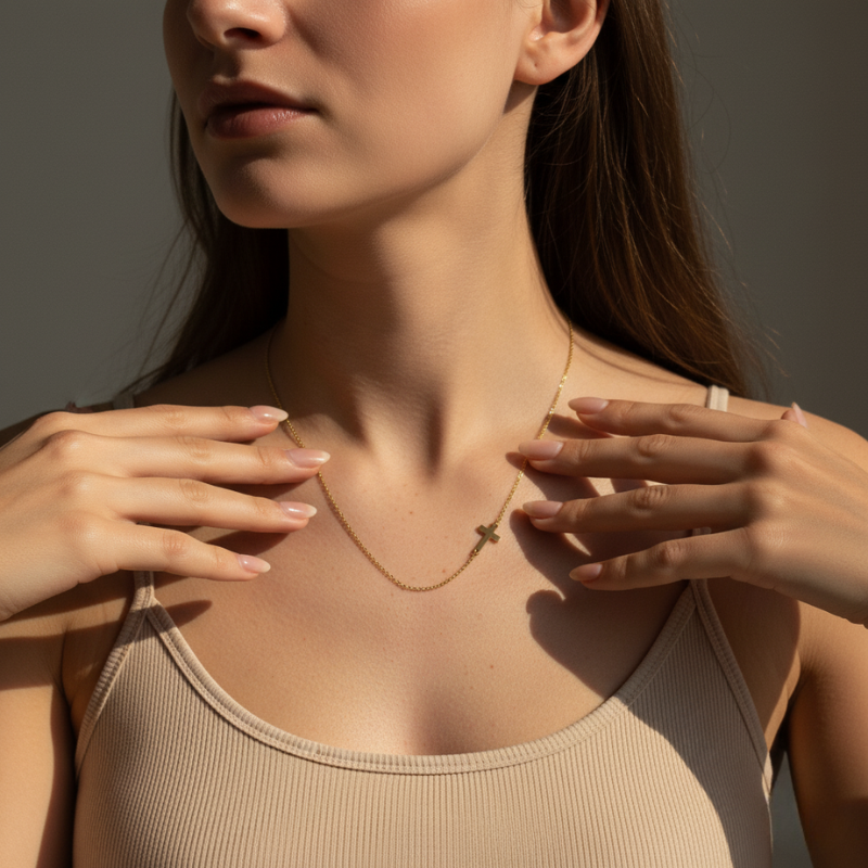 Inline Cross Necklace