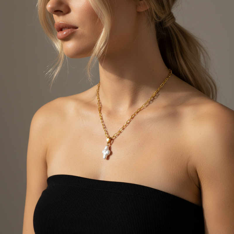 Pearl Cross Necklace