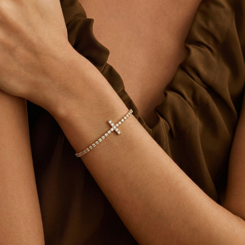 Cross Tennis Bracelet