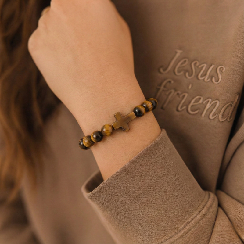 Tiger Eye Cross Bracelet