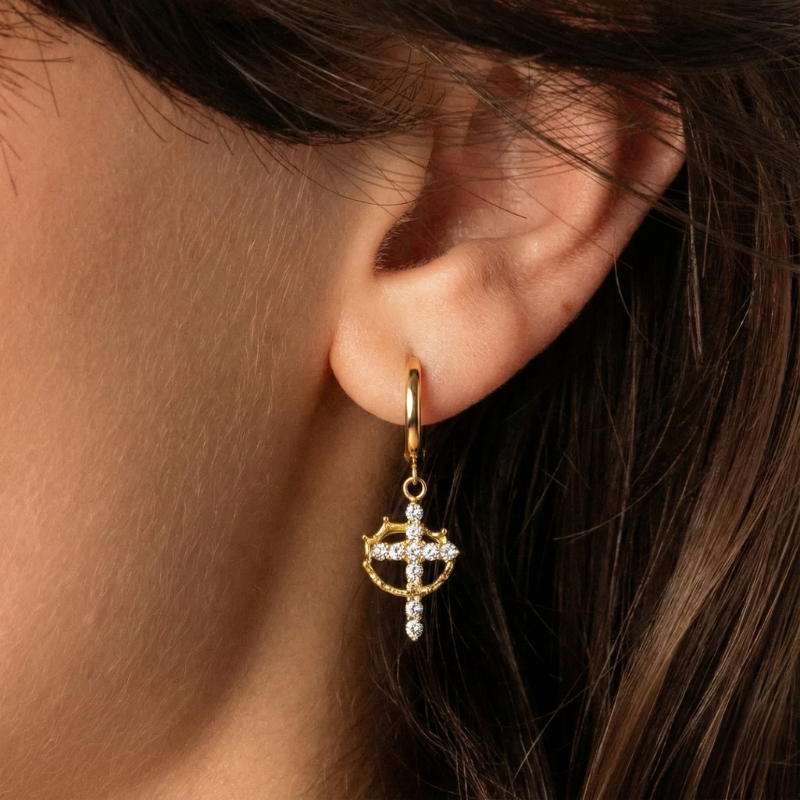 Crown Cross Hoops