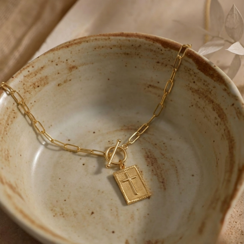 Paperclip Cross Necklace