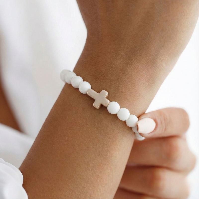 White Cross Bracelet