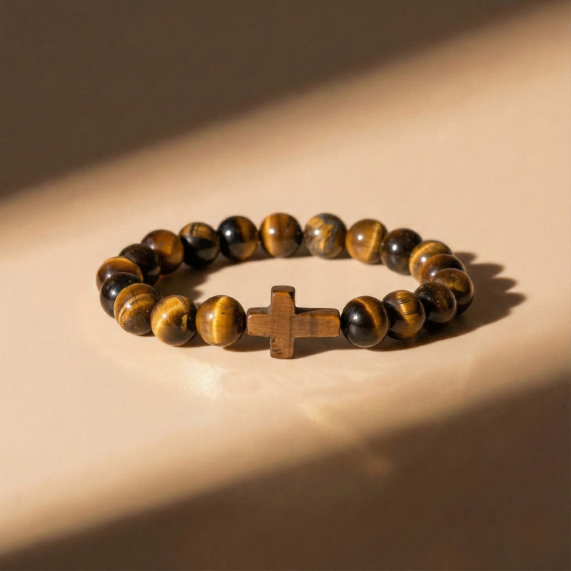 Tiger Eye Cross Bracelet