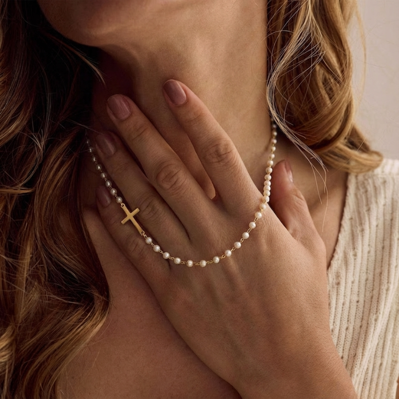 Freshwater Pearl Cross Necklace