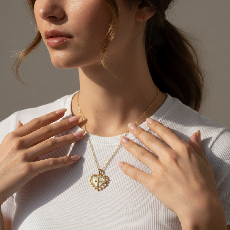 Heart Cross Necklace