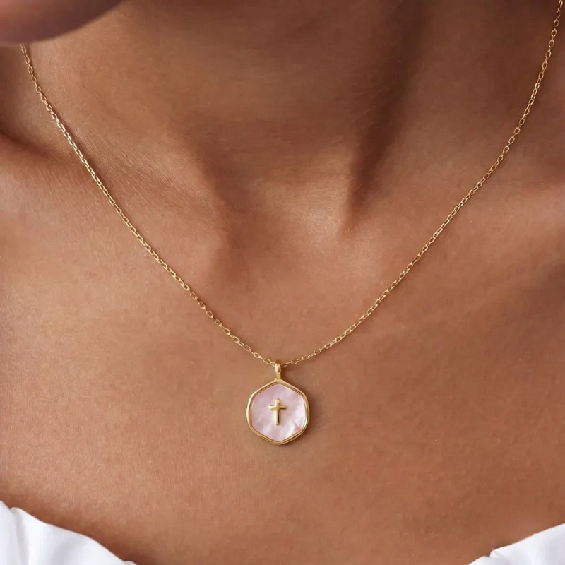 Mini Pearl Cross Necklace