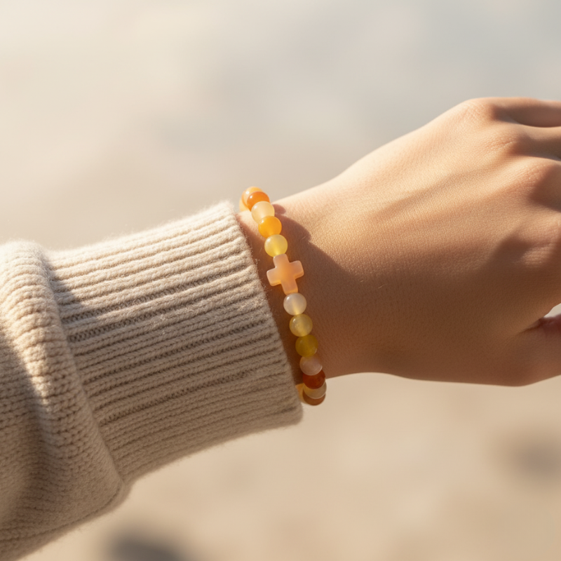 Orange Cross Bracelet