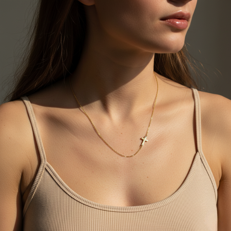 Inline Cross Necklace