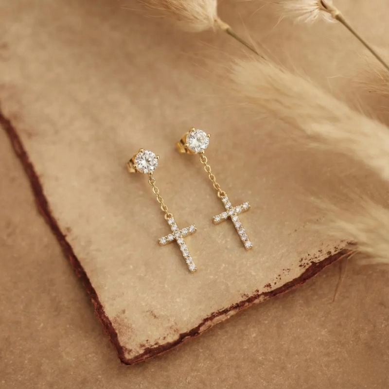 Dangle Cross Earrings