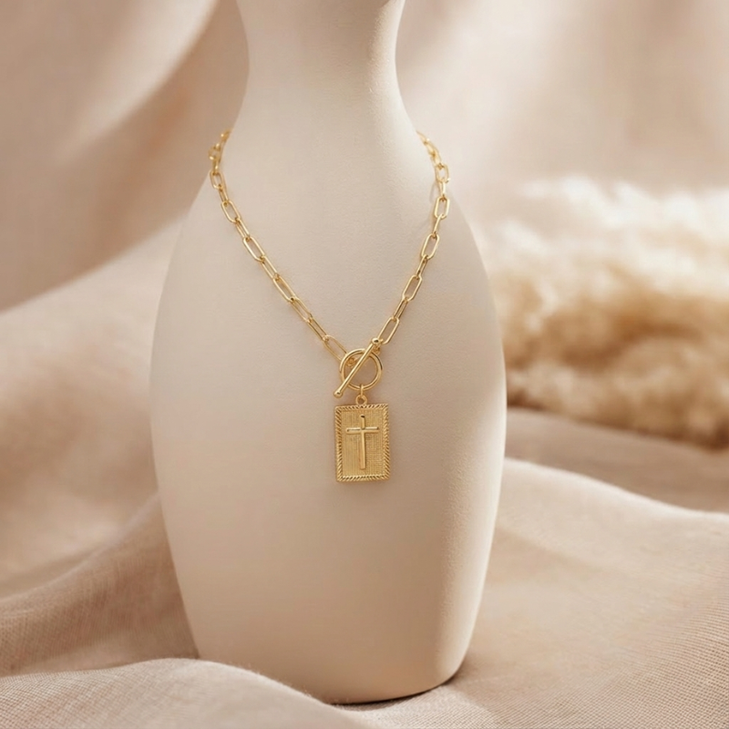 Paperclip Cross Necklace