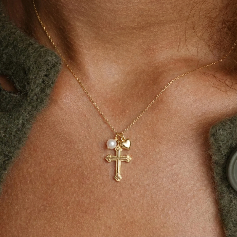 Triple Charm Cross Necklace