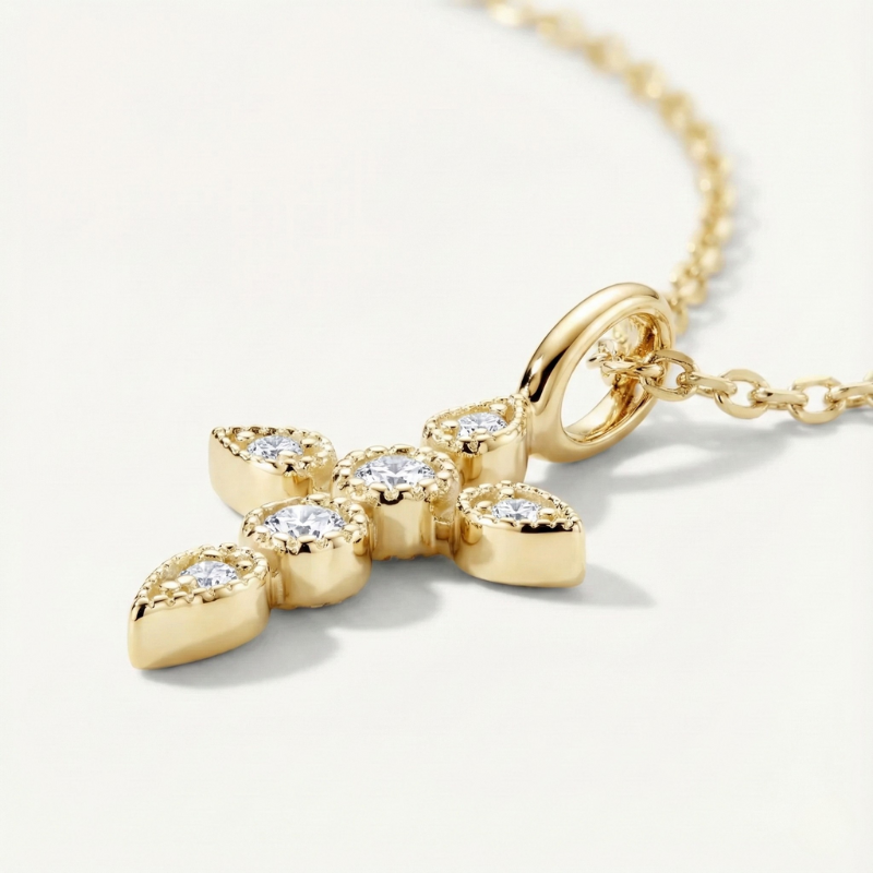 Mossanite Signature Cross Necklace