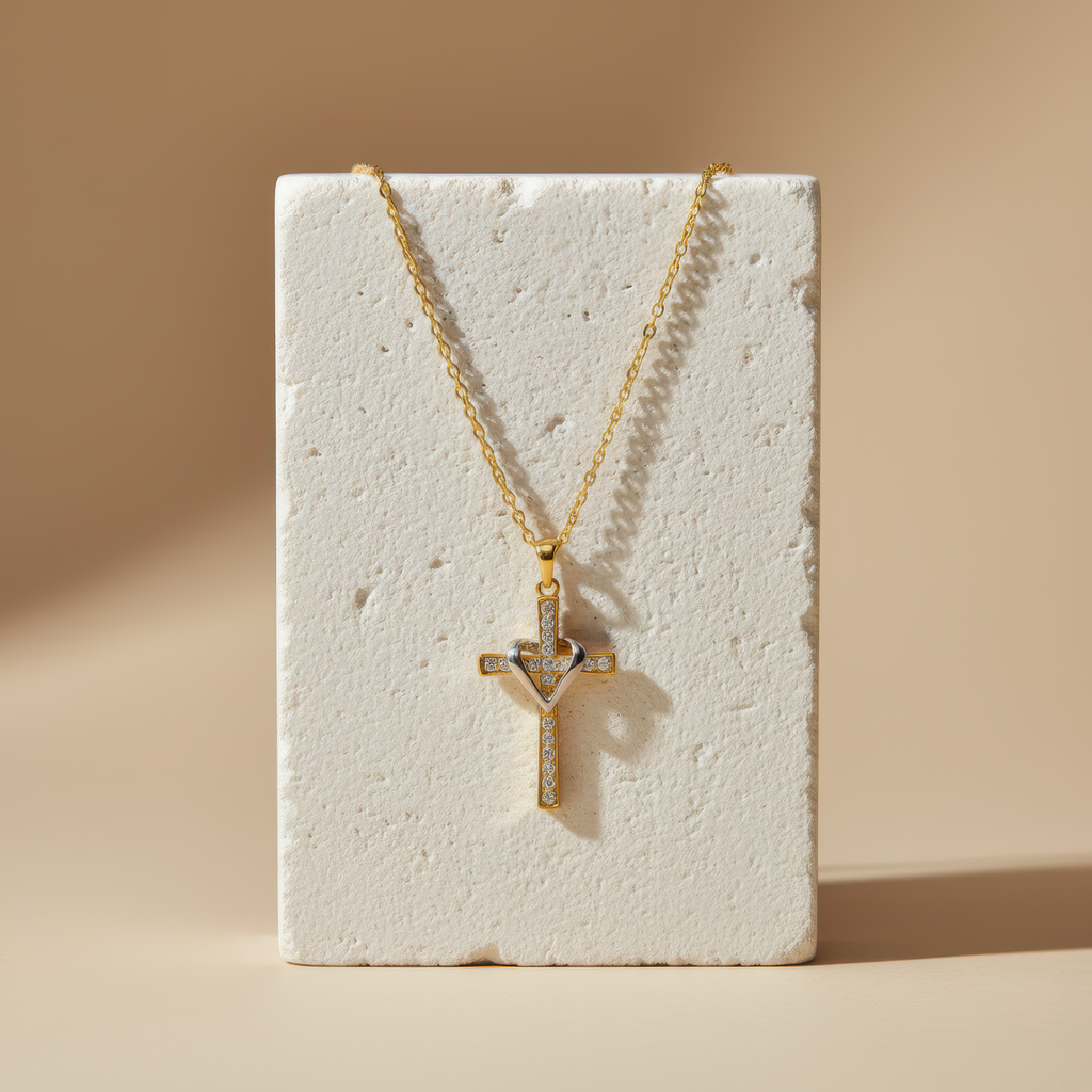 Two Tone Cross Necklace