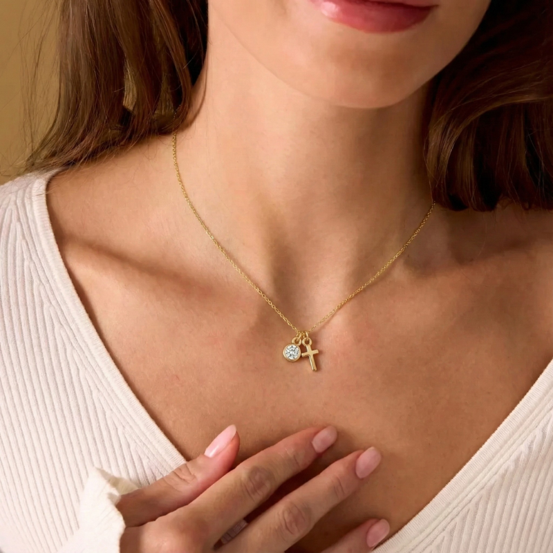 Birthstone Cross Necklace