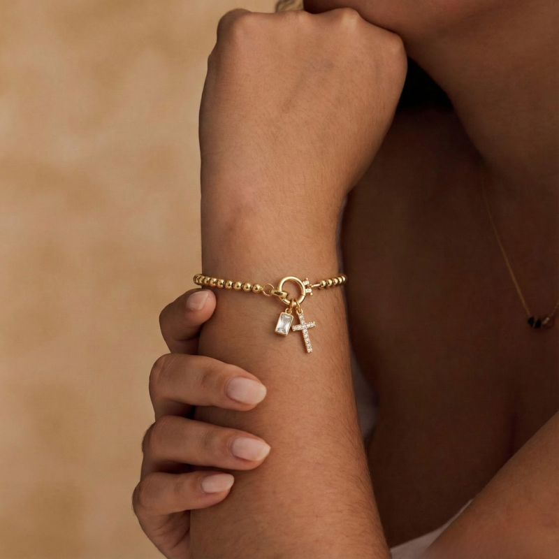 Birthstone Cross Bracelet