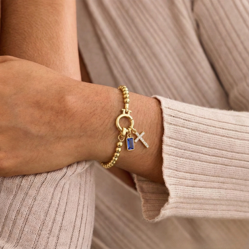 Birthstone Cross Bracelet