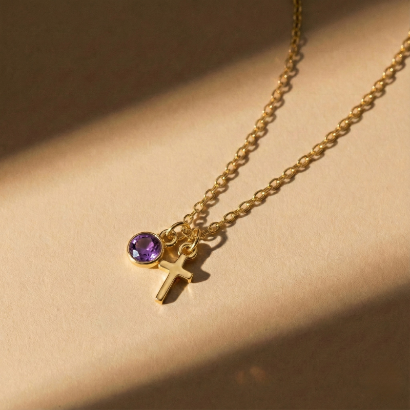 Birthstone Cross Necklace