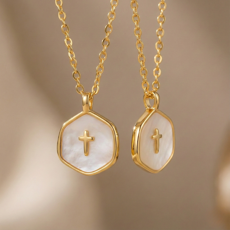 Mini Pearl Cross Necklace