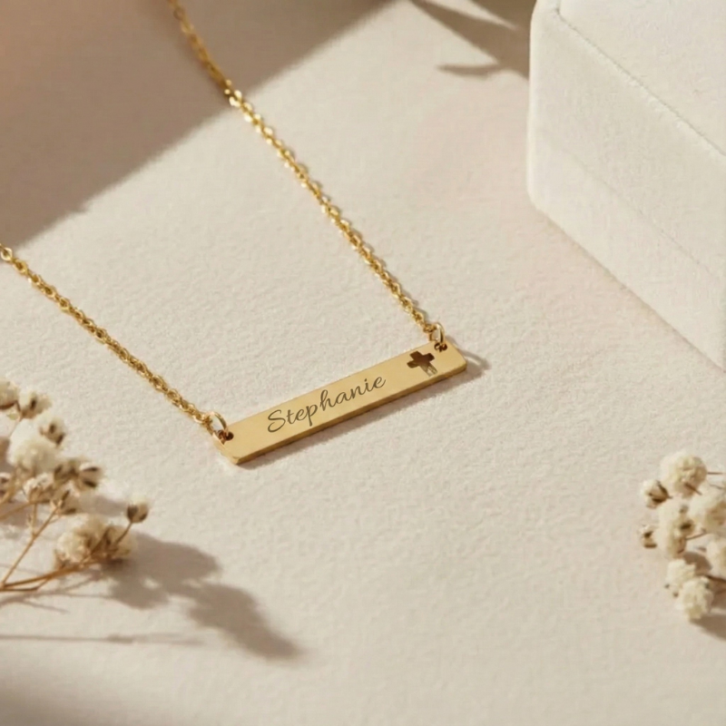Engraved Bar Necklace
