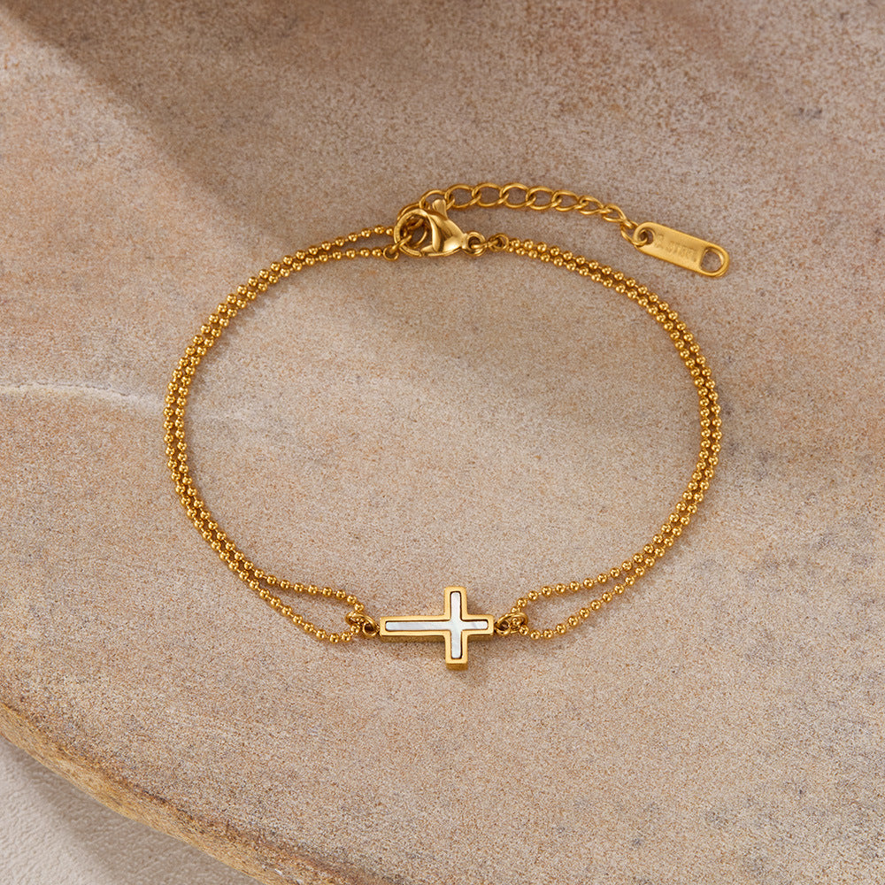Pearl Cross Bracelet