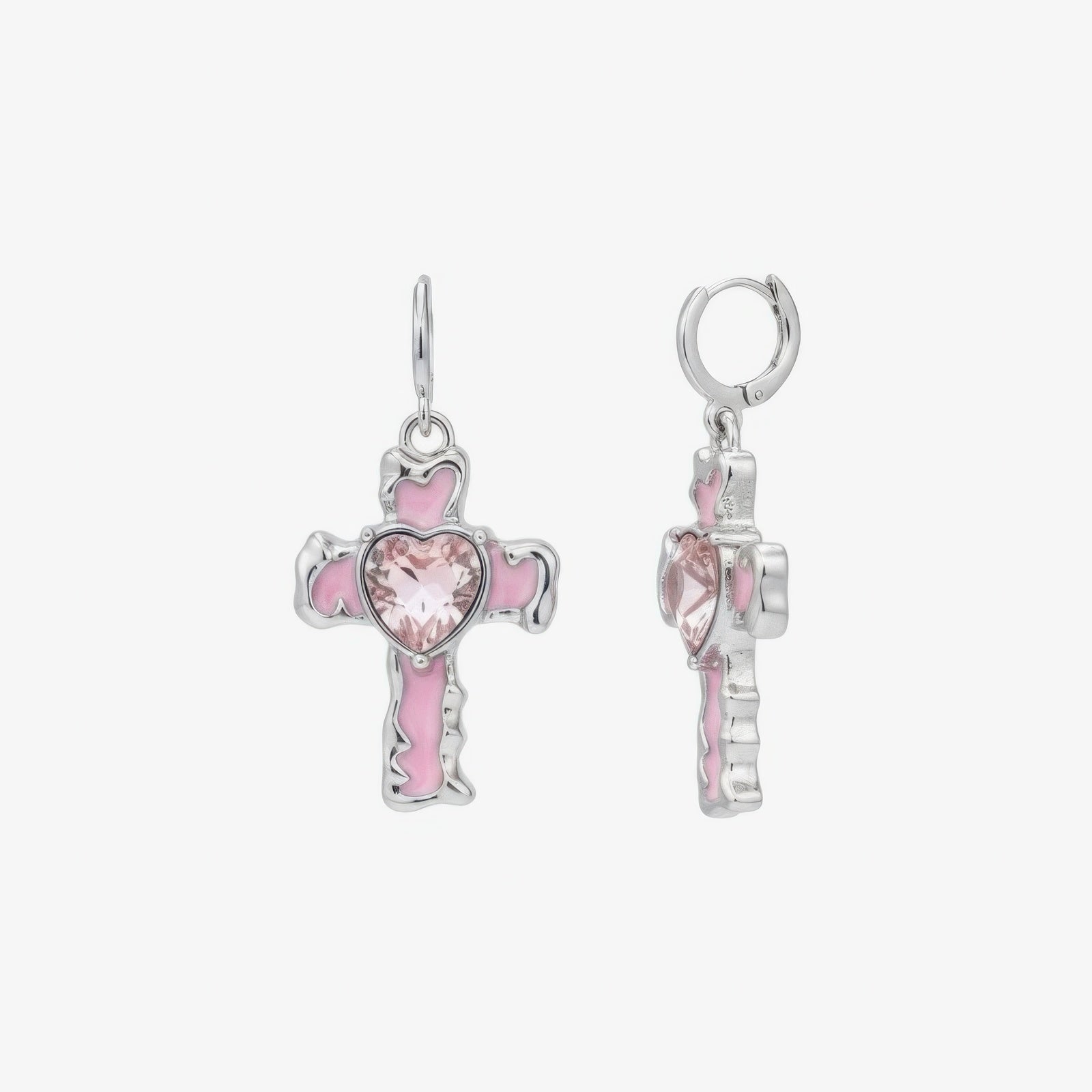 PInk Cross Hoops