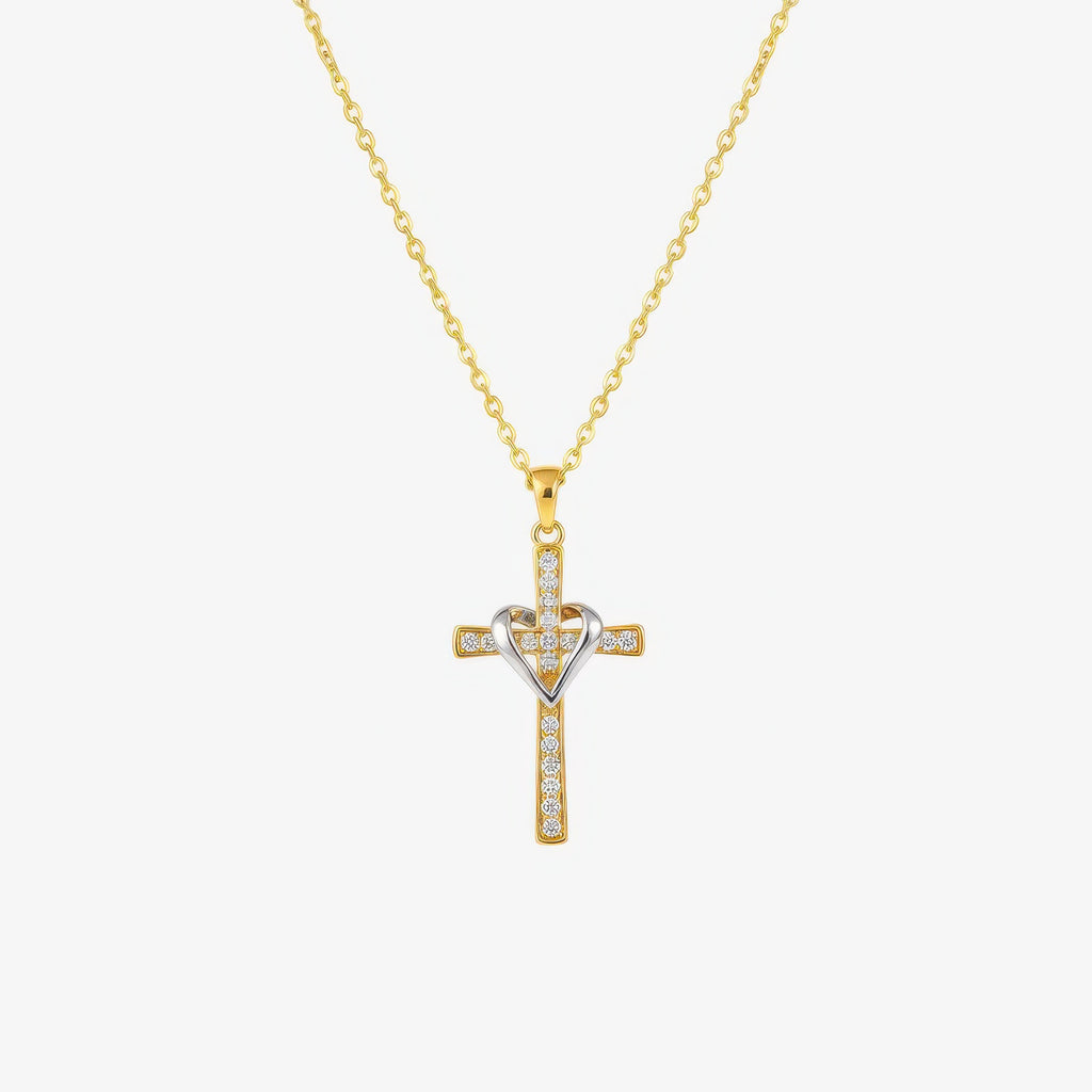 Two Tone Cross Necklace