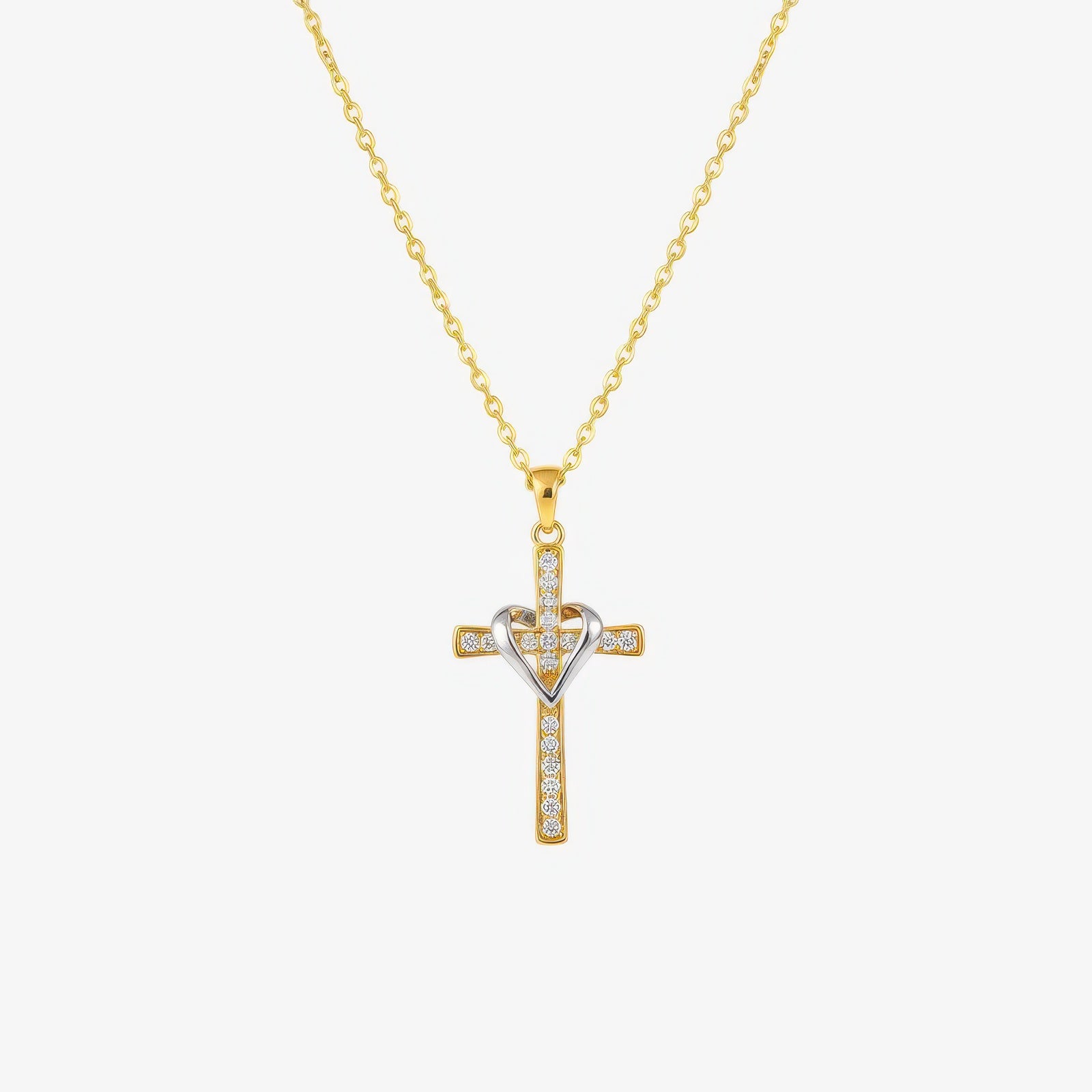 Two Tone Cross Necklace