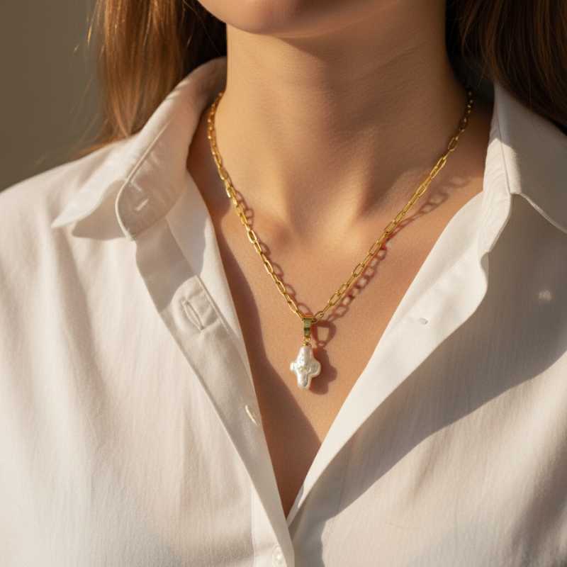 Pearl Cross Necklace