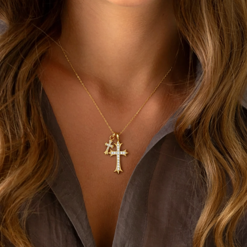 Double Cross Necklace