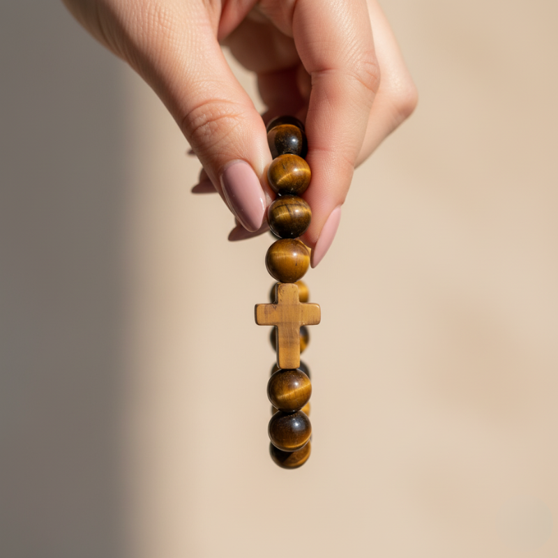 Tiger Eye Cross Bracelet