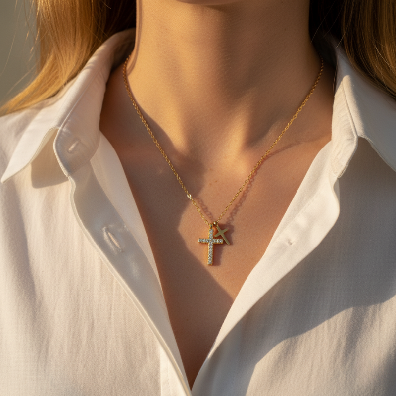 Twin Cross Necklace
