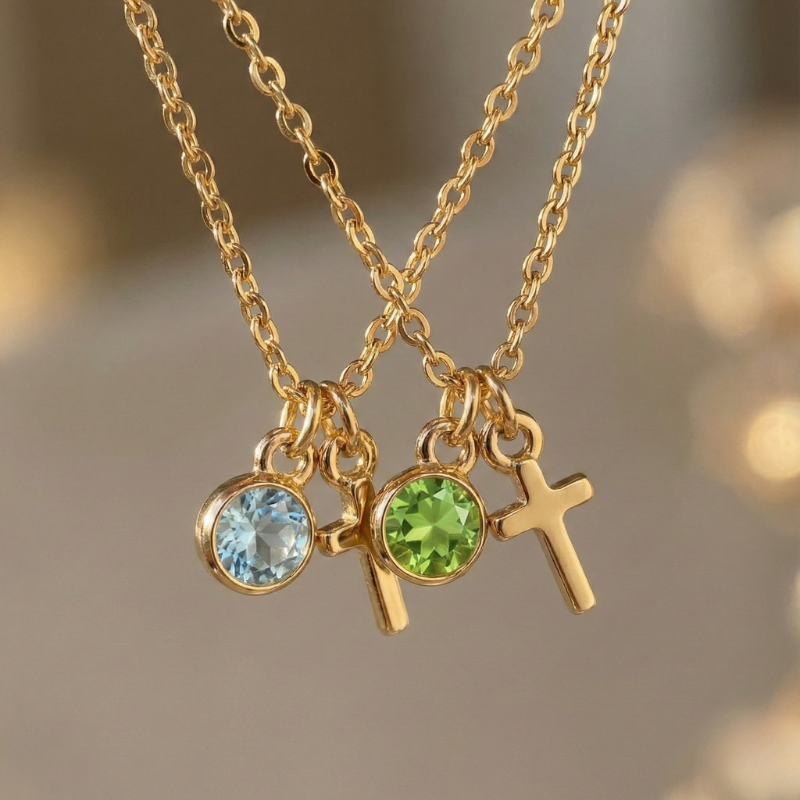 Birthstone Cross Necklace