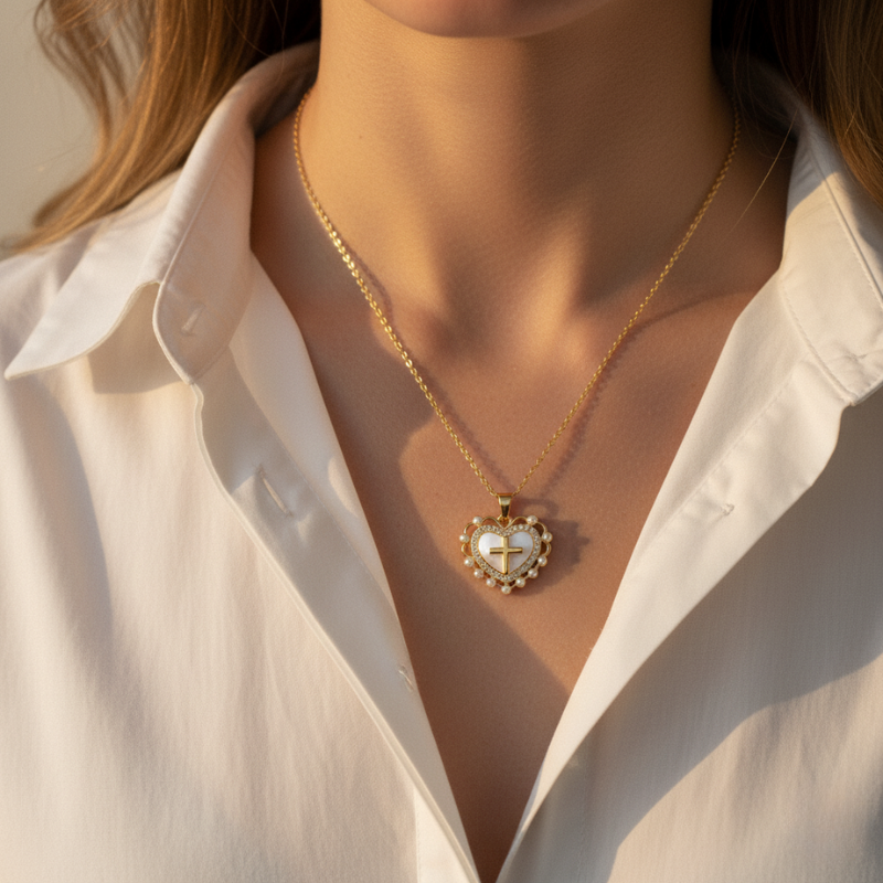 Heart Cross Necklace