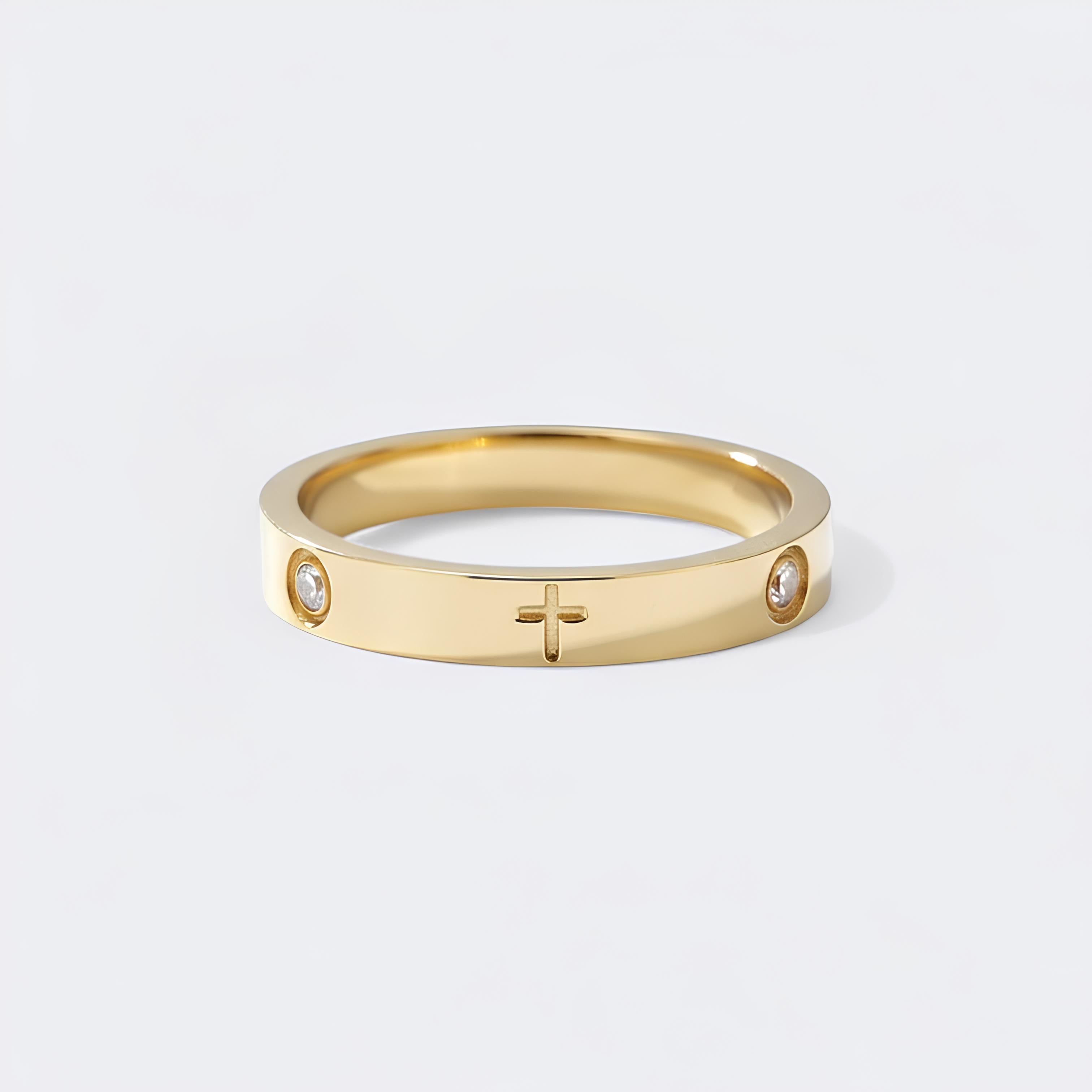 Crystal Cross Ring