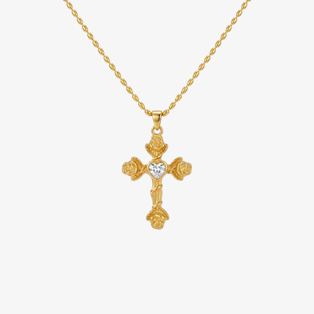 Rose Cross Necklace