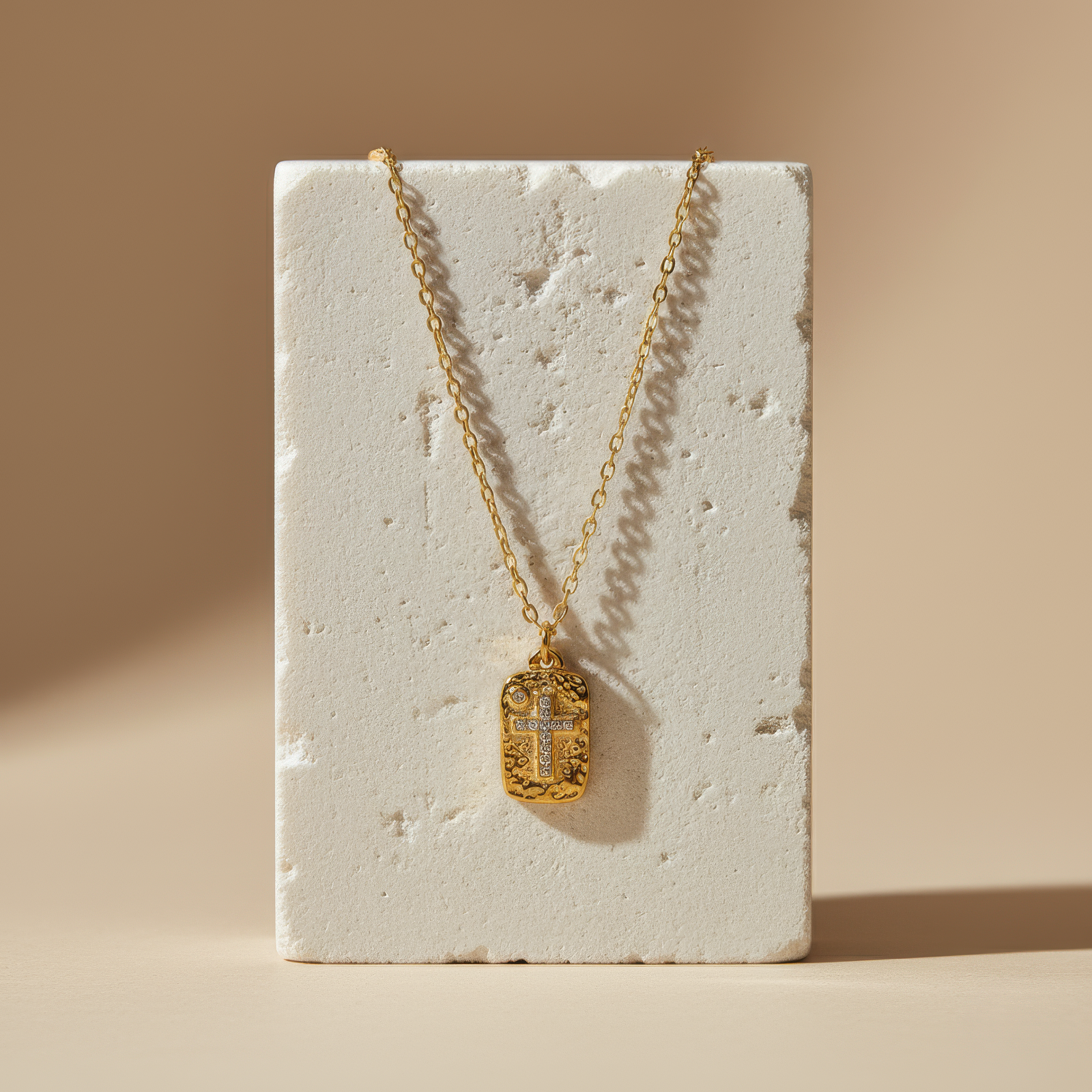 Textured Cross Necklace