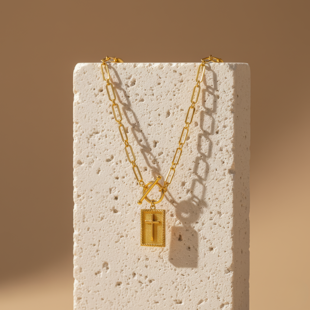 Paperclip Cross Necklace